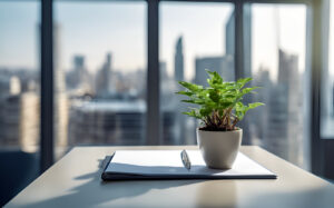 Pflänzchen im modernen Büro