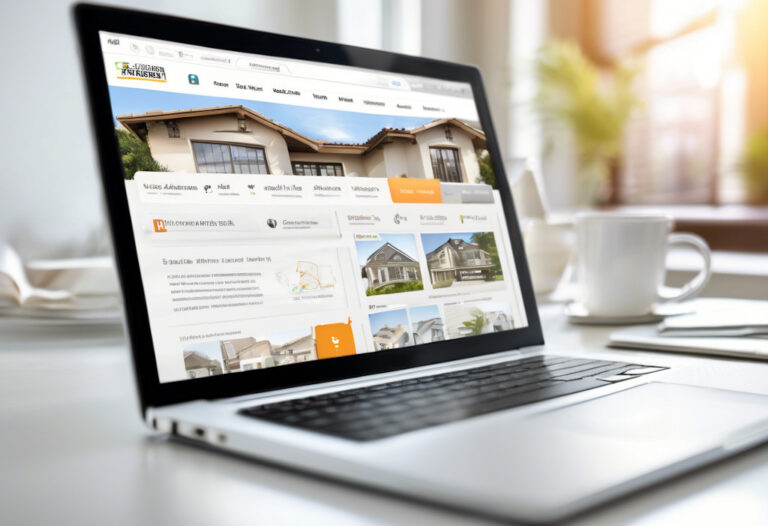 Makler-Website auf einem Laptop